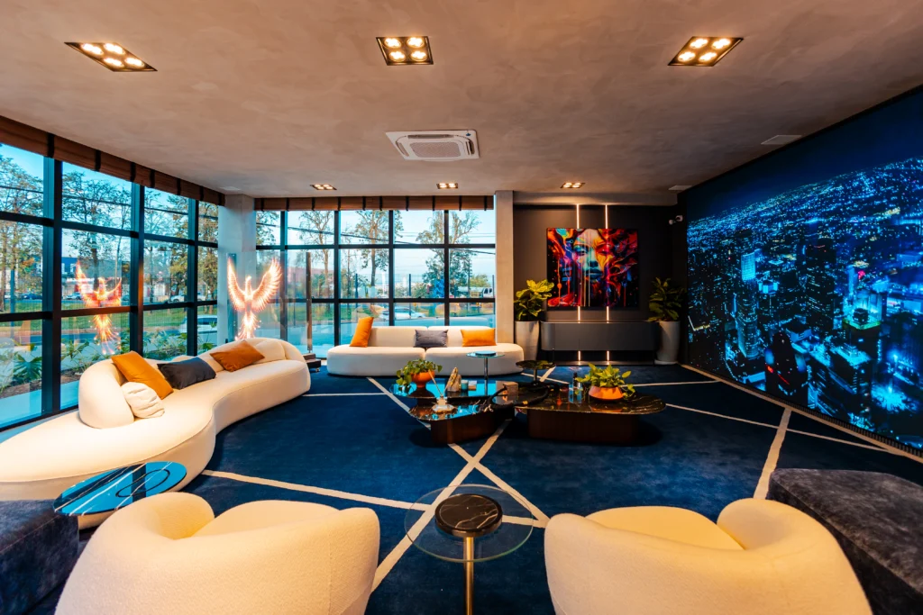 Painel de LED residencial na sala